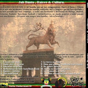 Trasera: Jah Bantu - Raices y cultura