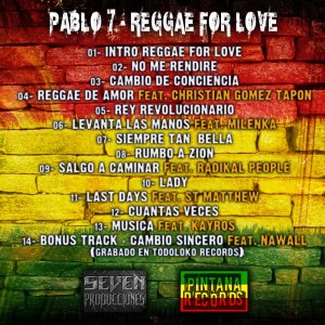 Trasera: Pablo 7 - Reggae for love