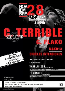 C. Terrible, G. Flako, Nako13, Crueles intenciones y más en Málaga