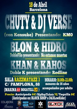 Chuty, Dj Verse, Blon, Hidro y más en Barcelona